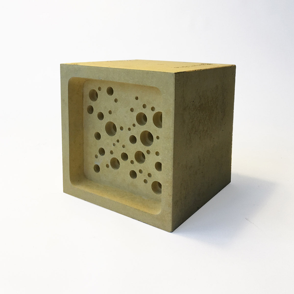 yellow bee block bee hotel by green and blue