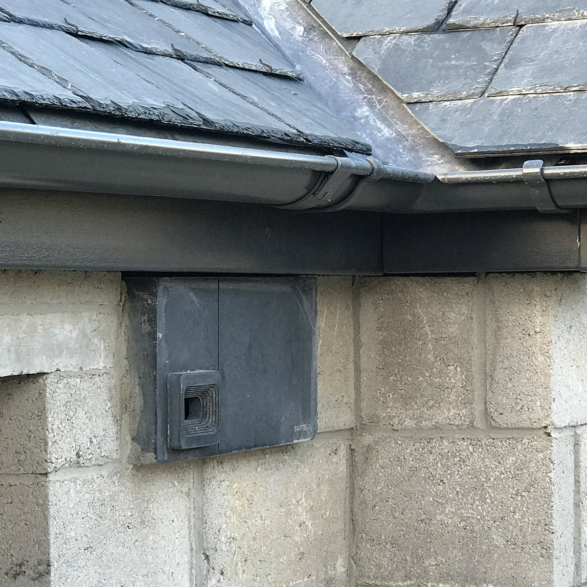 swift block swift box installed in block wall in charcoal