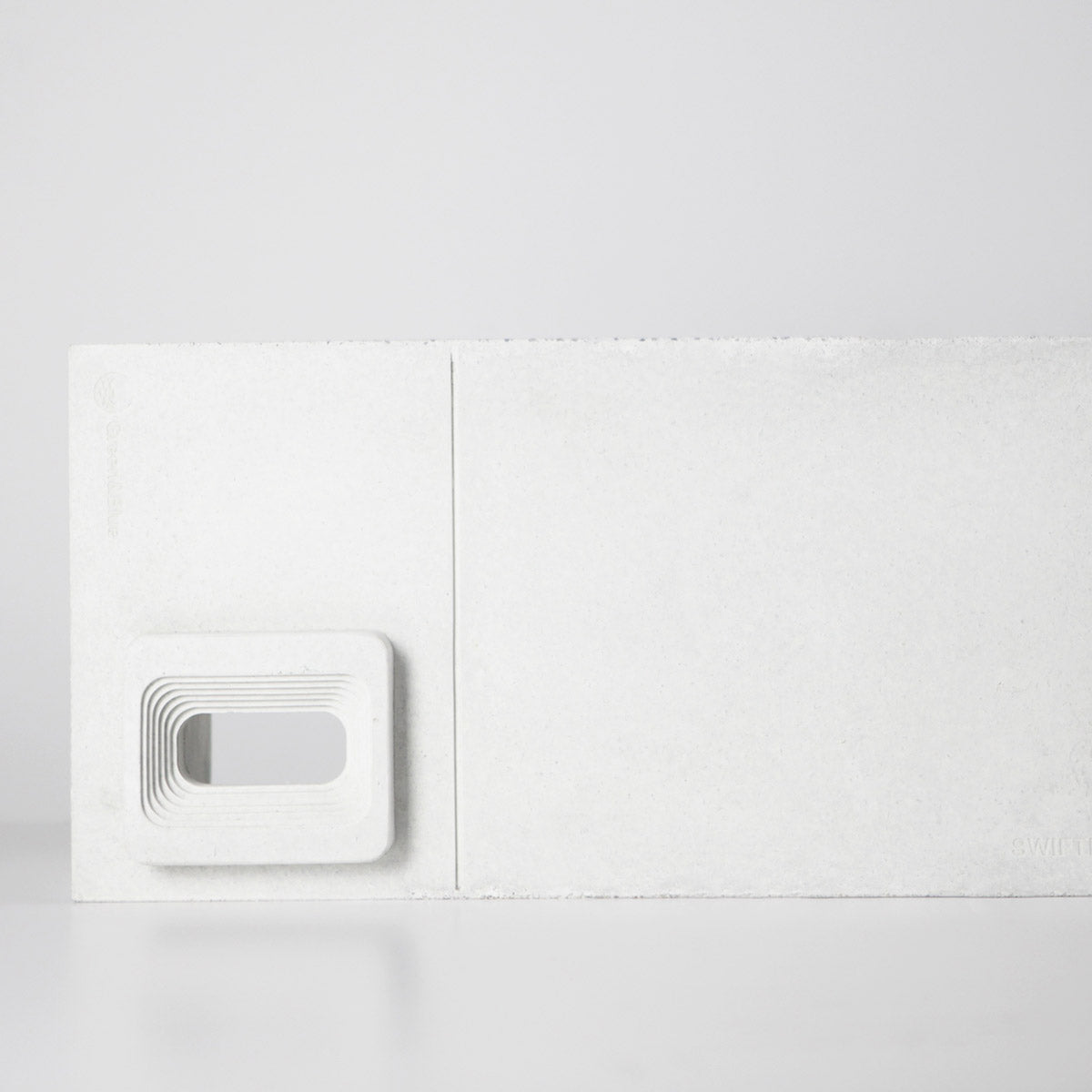 white background swiftblock swift box close up face on