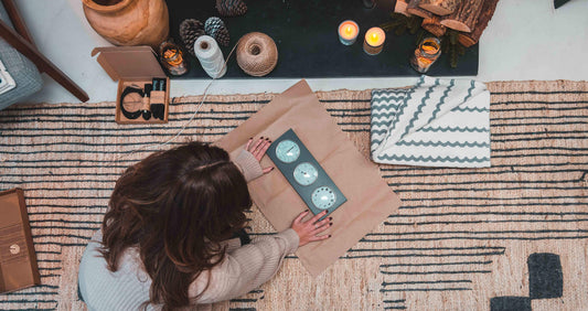 scene set for celebrating a circular christmas - gifts shown on floor