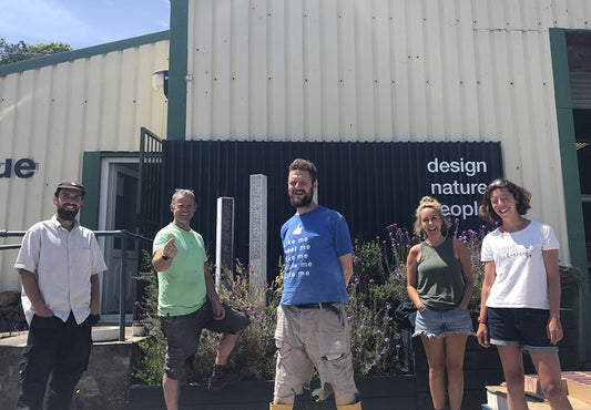 The Green&Blue team for shop independent day outside the Green&Blue workshop