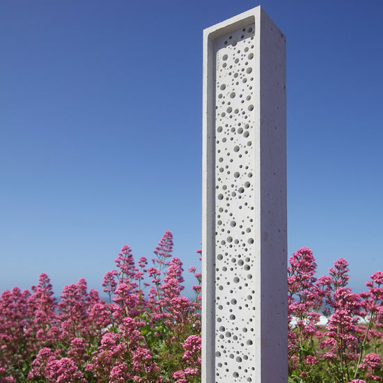 beepost in wildflower pink planting
