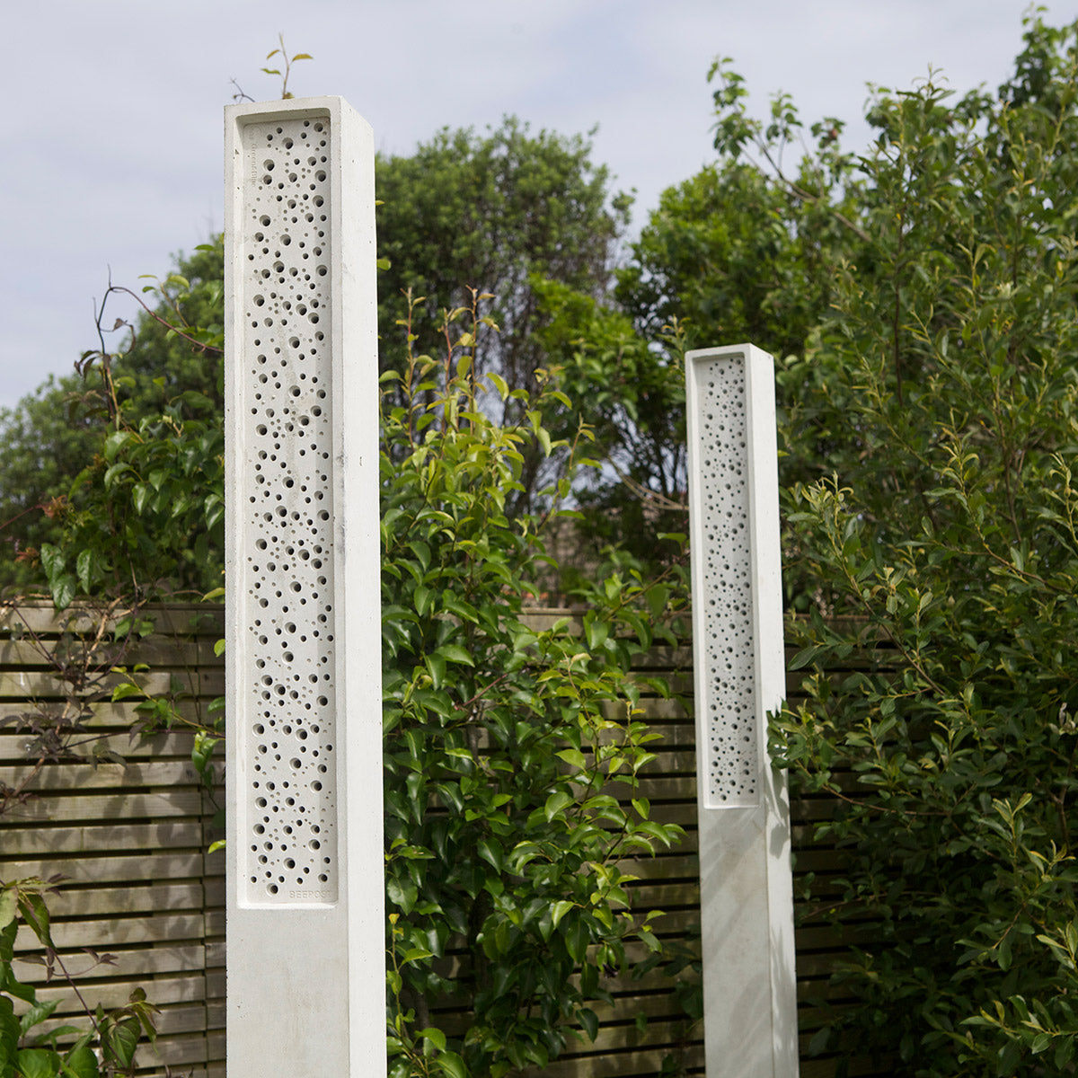 bee post bee towers in bee friendly wild garden